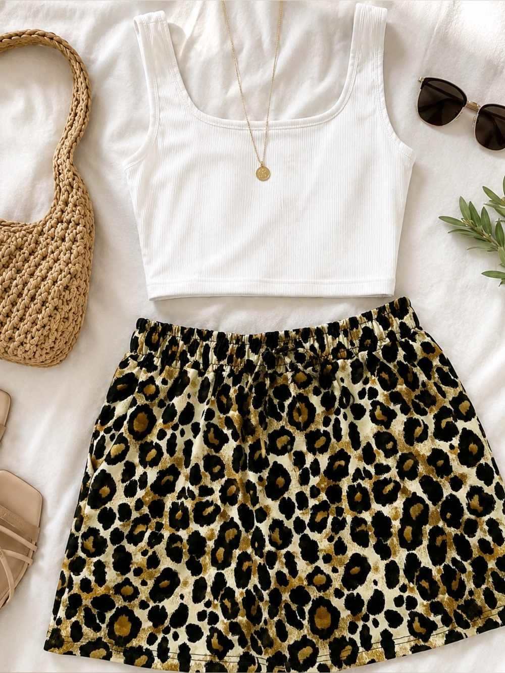 Leopard Print Y2K Skort Small Animal Print Mini